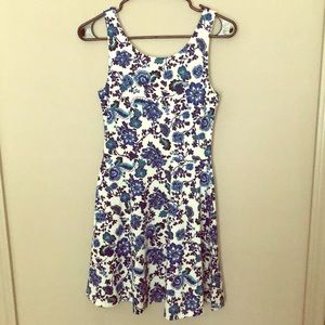 Blue flowered skater dress